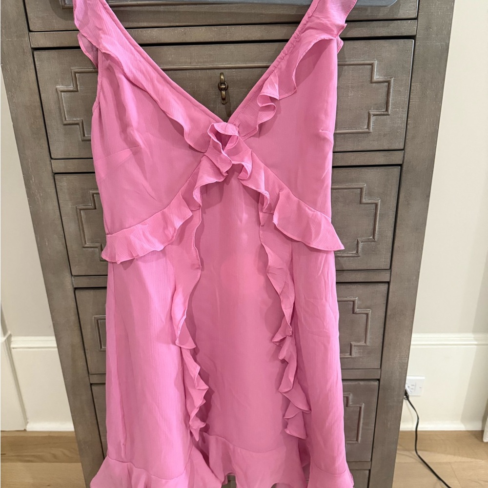 Pink Ruffled Sleeveless Dress